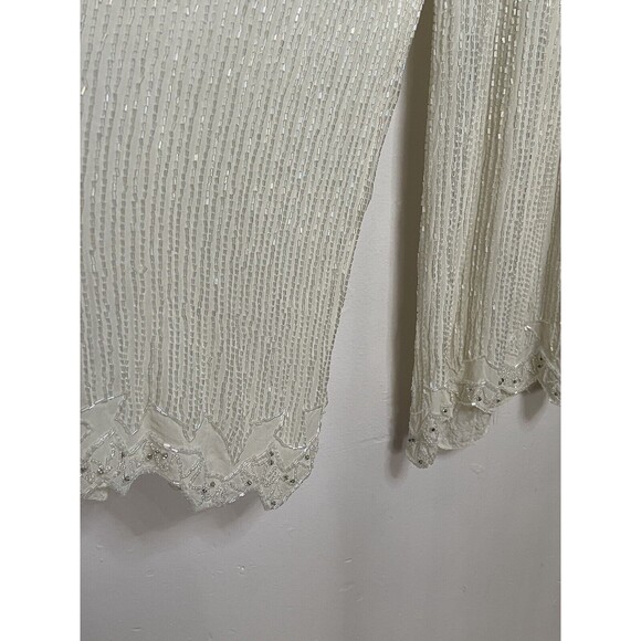 Fabrice couture Women's Small Off white Sequined Beaded Pants Vintage Stunning - Picture 7 of 12